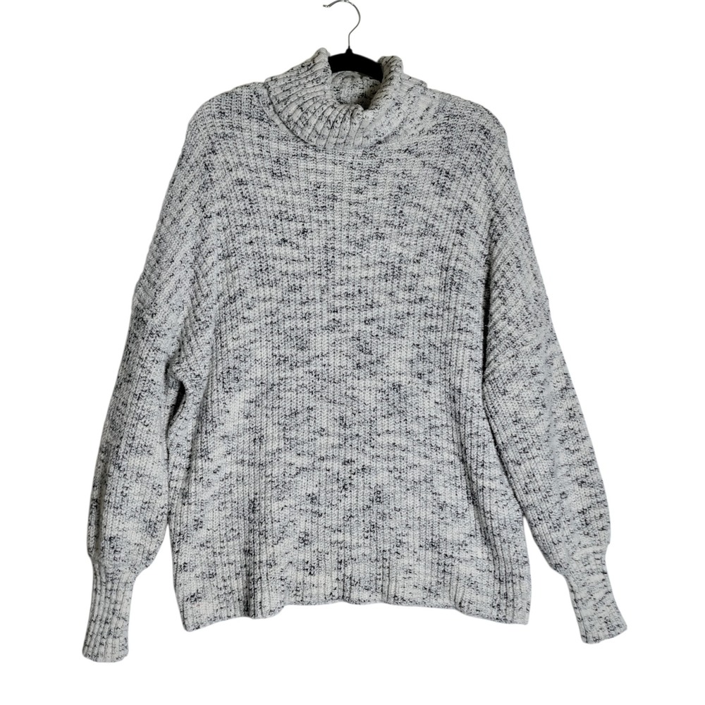OFFLINE by Aerie Womens Small Marled Cotton Turtleneck Sweater Oversized Gray